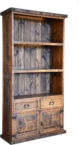 8171 Rustic Nail Head Tabacco Bookcase w/2 Drawers $749.95
