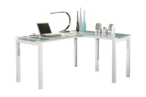3515 White Glass Top L-Shape Desk $299.95