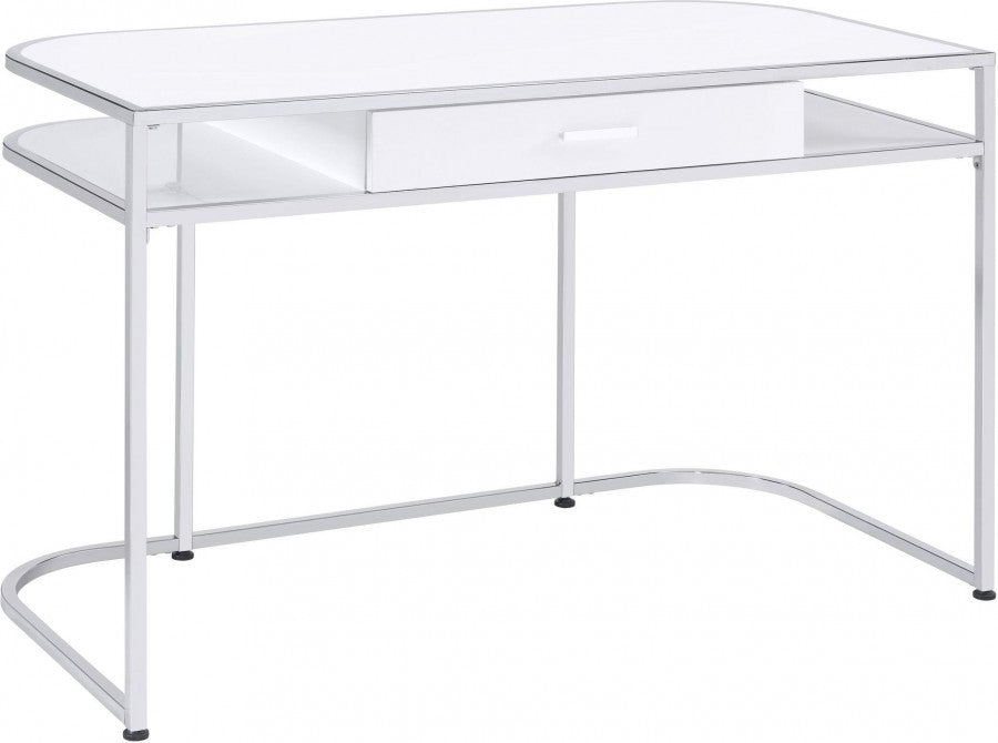 8040 47" Glossy White/Chrome Writing Desk 229.95 Desks Galore