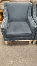 Load image into Gallery viewer, R2570 Blue Velvety/Nailhead Trim Used Chair $224.98