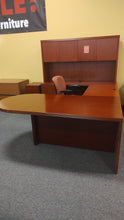 Load image into Gallery viewer, R515 36"x 72" Cherry U-Shape Bullet Used Desk/w/Hutch/1 File $449.98 - 1 Only