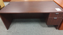 Load image into Gallery viewer, R8816 36"x 71" Mahogany Lam Used Desk w/1 File $125.00 - 1 Only