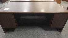 Load image into Gallery viewer, R1756 36"x 72" Dark Walnut Used Desk w/2 Files $99.98 - 1 Only
