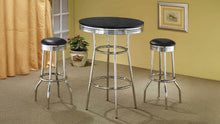 Load image into Gallery viewer, 8995 3Pc Black/Chrome Retro Style Pub Table $249.95