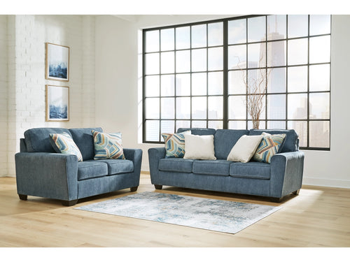 8780-8756 Cashton Blue Upholstered Sofa & Love Seat $899.95 - 1 Only!