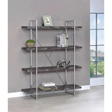Load image into Gallery viewer, 8249 14&quot;x 62&quot; Chrome Rustic Gray Herringbone Bookcase $199.95