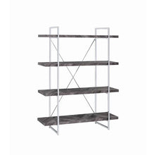 Load image into Gallery viewer, 8249 14&quot;x 62&quot; Chrome Rustic Gray Herringbone Bookcase $199.95