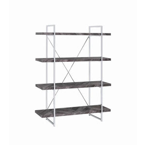 8249 14"x 62" Chrome Rustic Gray Herringbone Bookcase $199.95