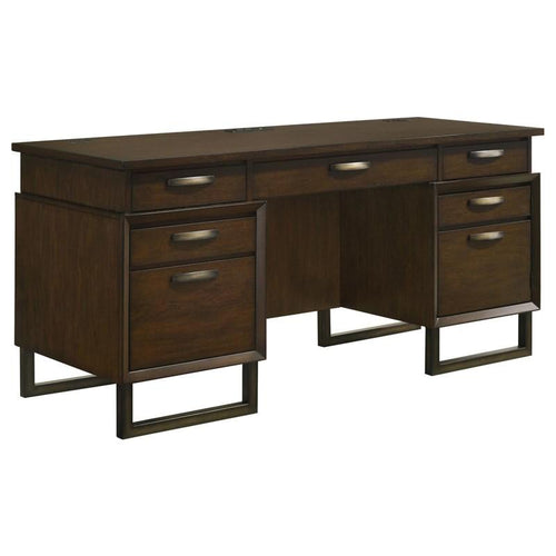 8254 Dark Walnut/Gunmetal Credenza Desk $1049.95