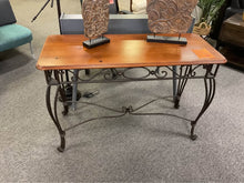 Load image into Gallery viewer, Used 49" Cherry Finish Iron Sofa Table $199.98