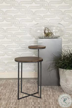 Load image into Gallery viewer, 8997 Natural/Gunmetal 2 Tiered Accent Table $119.95