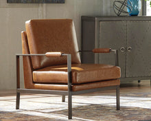 Load image into Gallery viewer, 8551 Brown Faux Leather/Metal Base Accent Chair $339.95