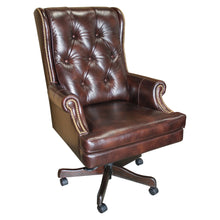 Load image into Gallery viewer, Havana Brown Leather Tufted Desk Chair w/Nail Trim $649.95 - (Out of Stock)