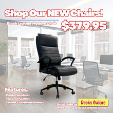 Load image into Gallery viewer, 8909 Smooth Black Leather Desk Chair $379.95
