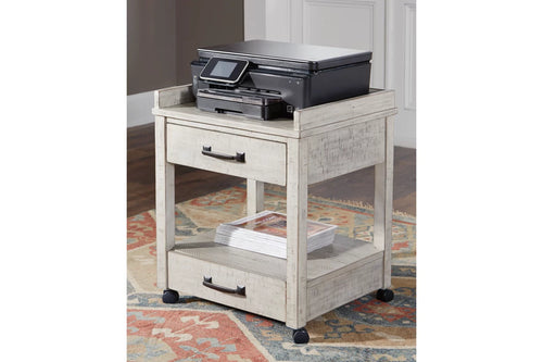 6346 Rustic White 2 Drawer Printer Stand w/USB $189.95
