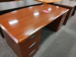 R915 36"x 72" Cherry Bow Front Executive Used Desk w/2 Files $399.98 - 1 Only!