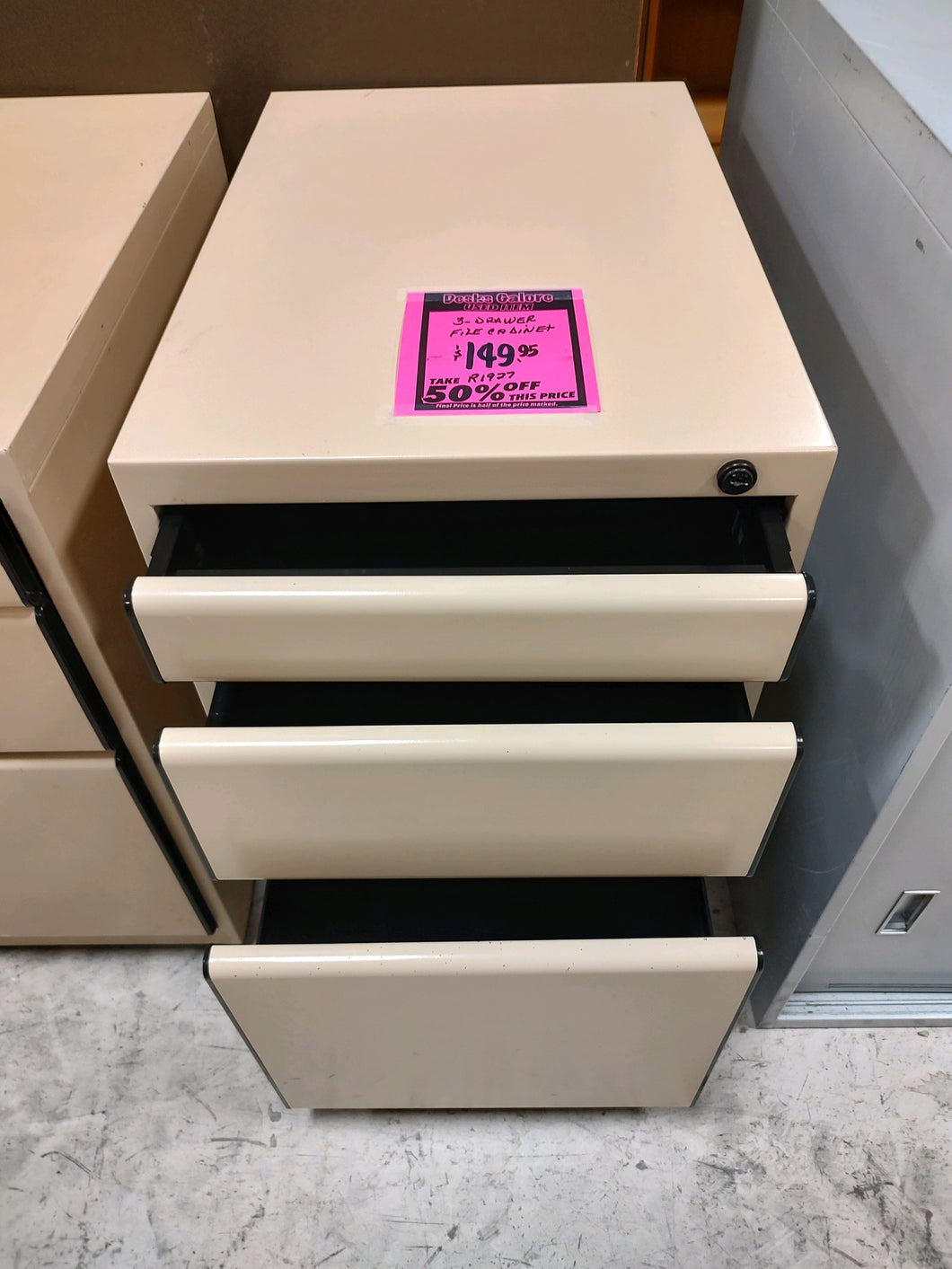 R1927 Beige 3-Drawer Metal Used File Cabinet $74.98