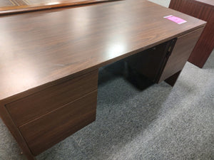 R1421 30"x 60" Pecan Used Desk w/2 Files $249.98 - 1 Only!