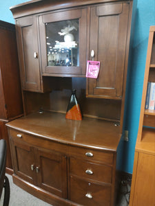R906 24"x 48" Pecan Computer Used Desk & Hutch $249.98 - 1 Only!