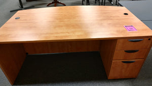 R6078 36"x 66" Pine Bow Front Used Desk w/1 File $299.98 - 1 Only!