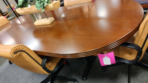 R9153 8' Cherry Racetrack Conference Used Table w/metal Base $349.98 - 1 Only!