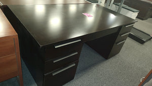 R2002 40"x 74"Espresso Executive Used Desk w/2 Files $344