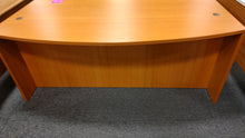 Load image into Gallery viewer, R6912 42&quot;x 71&quot; Pine Bow Front Used Desk w/1 File $299.98 - 1 Only!
