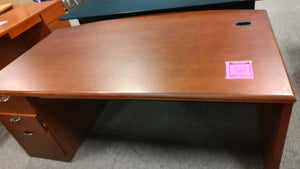R7709 42"x 71" Cherry Bow Front Used Desk w/1 File $299.98 - 1 Only!