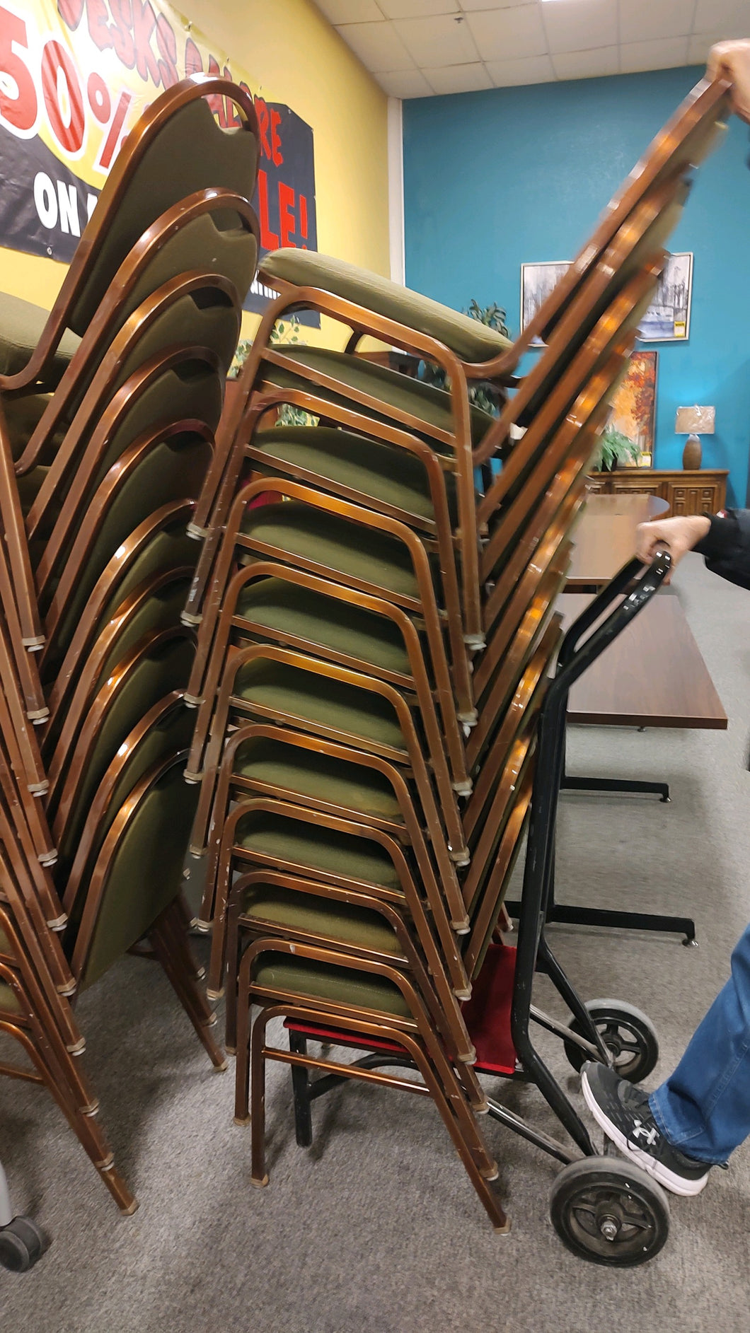 R4110 Green Banquet Used Chairs $10.00