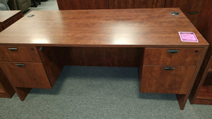 R02123 30"x 66" Cherry Laminate Used Desk w/2 Files $349.98 - 1 Only!