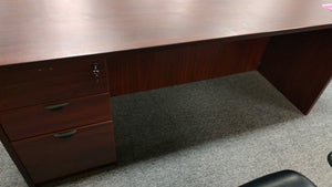 R417 71" Mahogany Bow Front Used Desk $349.98 - 1 Only!