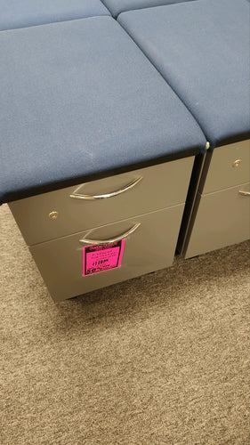 R969 Gray/Blue Bench Rolling 2 Drawer Used File $59.98