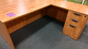 R7026 24"x 71" Used L-Shaped Used Desk w/File $399.98 - Last One!