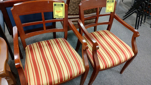 R1877 Cherry Wood Frame Striped Used Chair $59.95