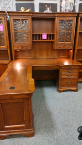 R148 36"x 72" Cherry L-Shaped Used Desk w/Hutch/1 File $899.98 - 1 Only!