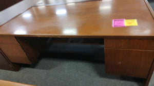 R991 36"x 72" Cherry Executive Used Desk w/2 Files $75.00 - 1 Only!
