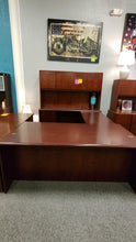 Load image into Gallery viewer, R9903 36&quot;x 72&quot; Mahogany U-Shape Used Desk w/Hutch $449.98 - 1 Only!