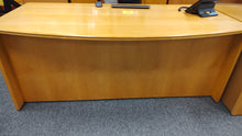 Load image into Gallery viewer, R7150 36&quot;x 71&quot; Pine Bow Front Executive Used Desk $175.95 - 1 Only!