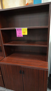 R7196 22"x 36" Mahogany 2 Door Used Storage w/Hutch $299.95 - 1 Only!