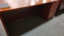 Load image into Gallery viewer, R9986 36&quot;x 71&quot; Cherry Used Desk w/Credenza/Hutch/2 Files $599.95 - 1 Only!