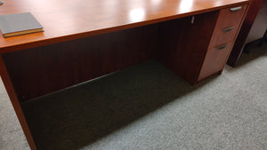 R9986 36"x 71" Cherry Used Desk w/Credenza/Hutch/2 Files $599.95 - 1 Only!