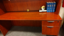 Load image into Gallery viewer, R9986 36&quot;x 71&quot; Cherry Used Desk w/Credenza/Hutch/2 Files $599.95 - 1 Only!