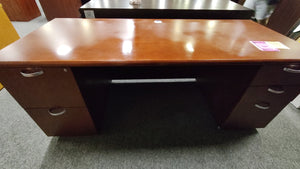R9604 30"x 72" Mahogany Used Desk w/2 Files $249.98 - 1 Only!