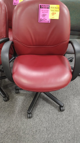 R4510 Red Leather Used Office Chair $99.98 - 1 Only!