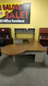 8'x 6' Pine/Metal U-Shape Used Desk w/Hutch/1 File $224.98 - 1 only!
