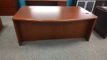 Load image into Gallery viewer, R86 43&quot;x 71&quot; Mahogany Bow Front Used Desk w/1 File $249.98 - 1 Only!