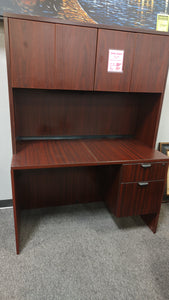 R409 24"x 48" Mahogany used Desk w/Hutch/1 File $199.98 - 1 Only!