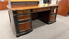 Load image into Gallery viewer, R9706 36”x 72” Mahogany/Black Executive Desk w2 Files $399.98