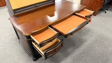 Load image into Gallery viewer, R9706 36”x 72” Mahogany/Black Executive Desk w2 Files $399.98