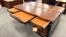 Load image into Gallery viewer, R9708 25”x 72” Mahogany/Blk Used Credenza Desk w/1 File/Storage Cabinet $249.98
